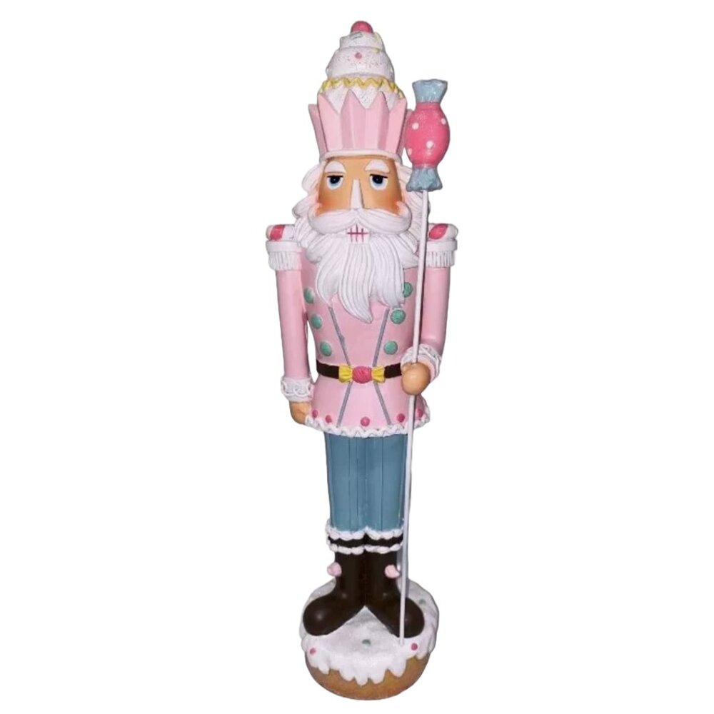 Christmas Pastel Pink Colonel Cupcake 16" NUTCRACKER Candy Icing Resin Decor NEW